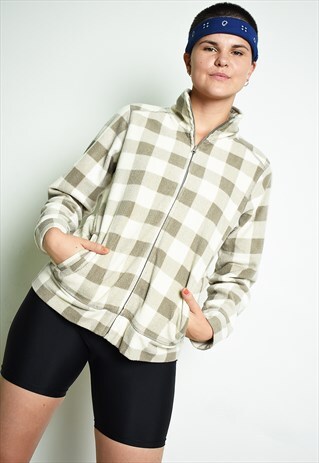 Y2K SPORTS CHECKED FLEECE NEUTRAL JACKET SWEATSHIRT