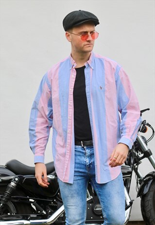 RALPH LAUREN USA PASTEL STRIPED VARSITY VINTAGE SHIRT