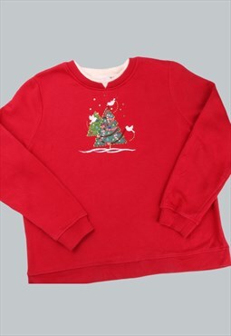 Vintage  Unknown Sweatshirt Christmas Red XLarge