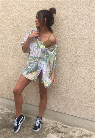 PATTERNED OVERSIZED RETRO VINTAGE UNISEX FESTIVAL SHIRT