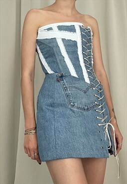 Up-cycled jeans asymmetrical dress