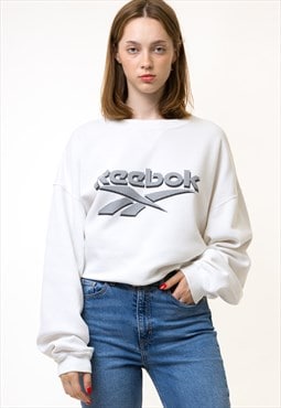 90s Vintage Reebok Sweatshirt White Sweatshirt L 19301
