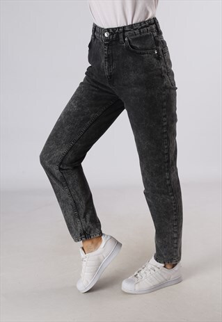 VINTAGE HIGH WAISTED DENIM JEANS TAPERED LEG UK 10 (C3O)