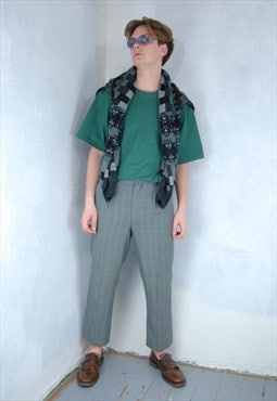 Vintage 80's disco flares checkered tailored trousers green