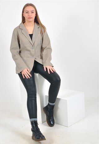 VINTAGE DENIM BLAZER JACKET IN BROWN