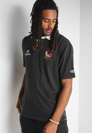 VINTAGE GUINESS RUGBY SHIRT JERSEY BLACK