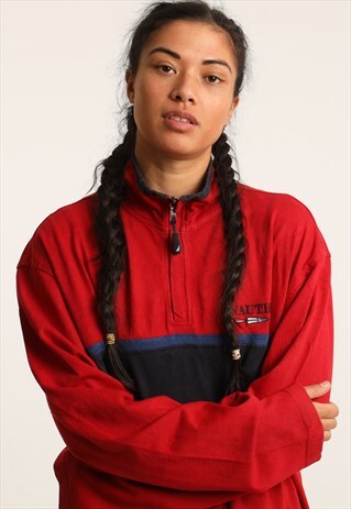 VINTAGE NAUTICA EMBROIDERED SPELL OUT 1/4 ZIP SWEATSHIRT