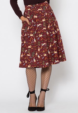 RED MASQUERADE BUNNY PRINT SKIRT