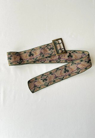 VINTAGE Y2K BOHO WIDE CROCHET FLORAL BELT XL