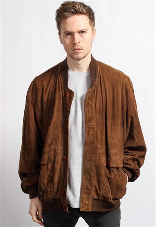 VINTAGE OVERSIZED SUEDE BOMBER JACKET