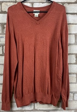 Brown L.L.Bean Mens V-Neck Jumper XL