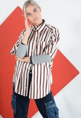 TOMMY HILFIGER STRIPED SHIRT AND EMBROIDERED LOGO