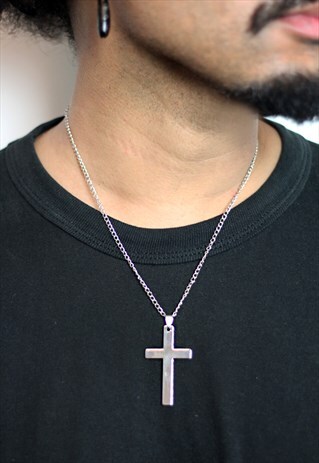 UNISEX SILVER STEEL CHAIN WITH CROSS PENDANT