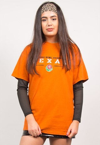 VINTAGE 90'S ORANGE TEXAS FOOTBALL T-SHIRT