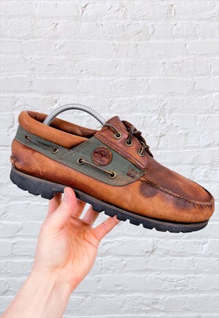 VINTAGE TIMBERLAND GORE-TEX LEATHER BOAT DECK BROWN SHOES