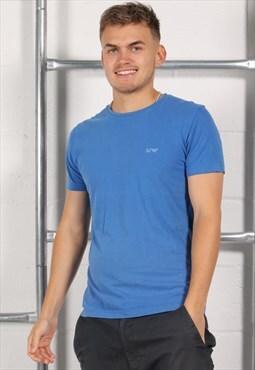 Vintage Armani T-Shirt in Blue Crewneck Lounge Tee Small