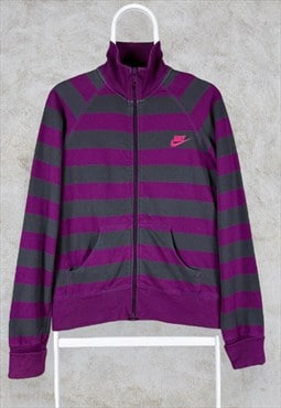 Vintage Nike Striped Sweatshirt Purple Zipped Women's Large