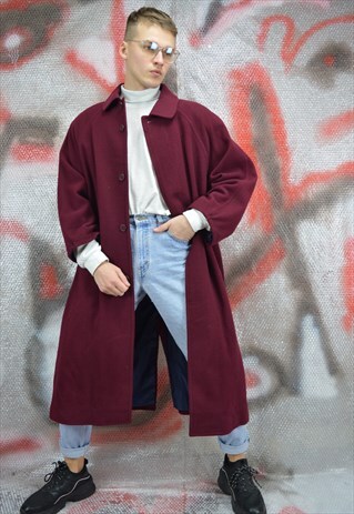 VINTAGE RED WOOL CLASSIC LONG COAT