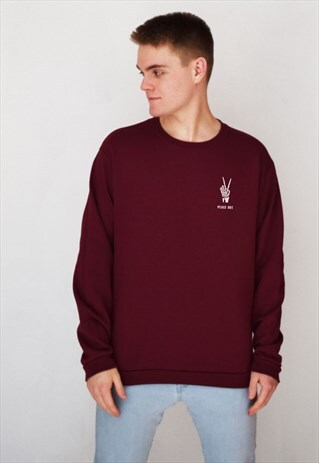 BURGUNDY PEACE OUT (WHITE) SWEATSHIRT