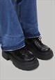 GOTHIC DERBY SHOES PLATFORM EDGY HEAVY PUNK BROGUES IN BLACK