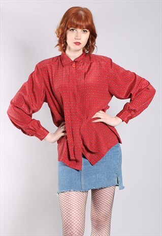 VINTAGE 80S PATTERNED PLEATED BLOUSE