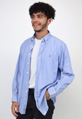 VINTAGE 90'S RALPH LAUREN BLUE & WHITE STRIPE SHIRT