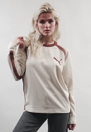 VINTAGE 80'S PUMA CREAM/ BROWN SWEATER
