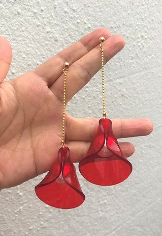 RED TULIP STUD EARRING