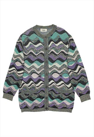VINTAGE 80S MISSONI KNITTED MULTICOLOR CARDIGAN
