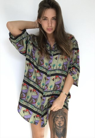 PATTERNED OVERSIZED RETRO VINTAGE UNISEX FESTIVAL SHIRT