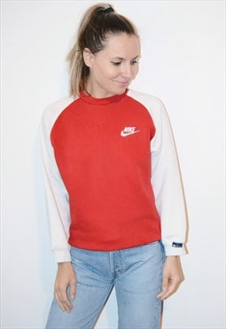 Vintage 90s NIKE Embroidered Logo Red Sweatshirt Jumper