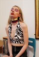 Zebra Print Halter Top
