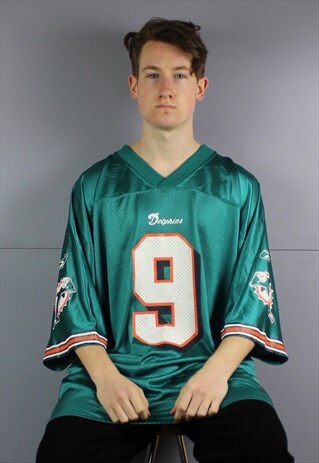 VINTAGE REEBOK NFL MIAMI DOLPHINS JERSEY IN TURQUOISE BLUE W