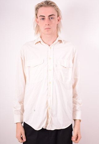 VALENTINO MENS VINTAGE SHIRT MEDIUM WHITE 90S