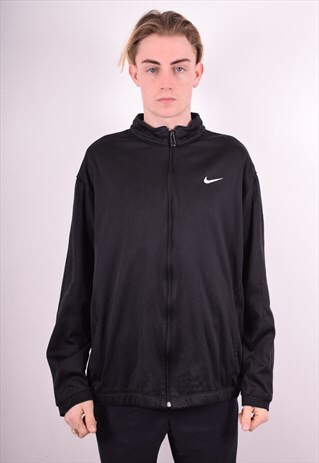 NIKE MENS VINTAGE TRACKSUIT TOP JACKET XL BLACK 90S