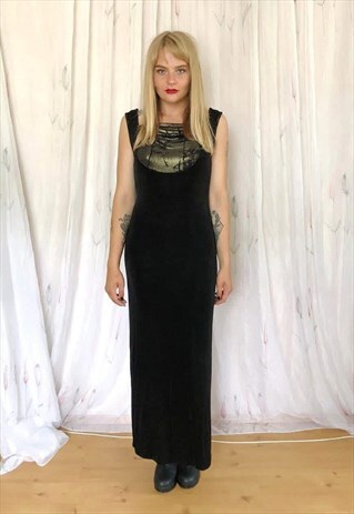 BLACK AND GOLD MAXI VINTAGE DRESS