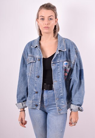WOMENS VINTAGE DENIM JACKET XXL BLUE 90'S