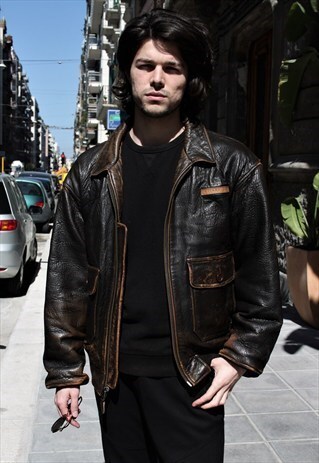 VINTAGE LEATHER FLYGHT JACKET AVIREX TYPE G-1 COD.95