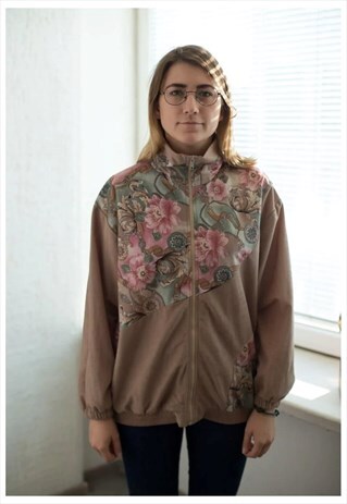 VINTAGE 80'S BROWN FLOWER PRINT VELVET TOP
