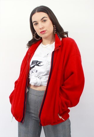 90'S RARE RETRO RED FLEECE JACKET