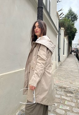 Kzell Parka with satin detail in Beige 