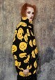 EMOJI FLEECE JACKET FAUX FUR SMILE PRINT BOMBER IN BLACK 