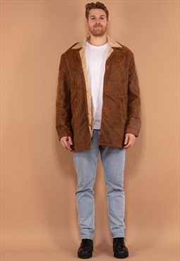 Vintage 00's Men Sheepskin Coat in Brown