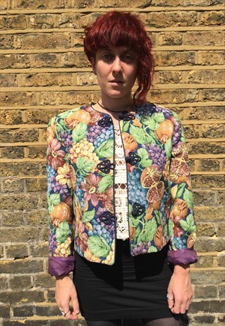 FRUIT AND FLORAL PRINT TAPESTRY JACKET