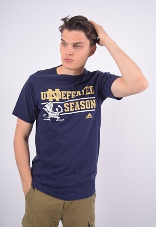VINTAGE ADIDAS UNDEFEATED SEASON T-SHIRT TOP NAVY BLUE