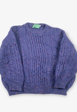Vintage Chunky Knit Wool Jumper Purple Large BV15536