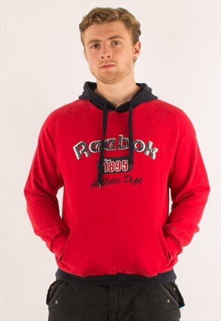 VINTAGE 90S RED REEBOK HOODIE PULLOVER