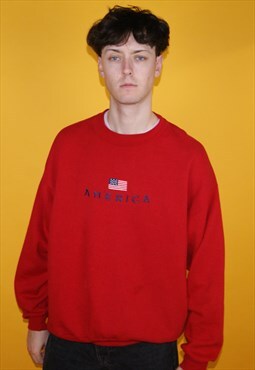 Vintage America USA Tourist Centre Flag Jumper / Sweatshirt