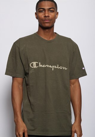 VINTAGE CHAMPION BIG LOGO SPELLOUT T-SHIRT GREEN