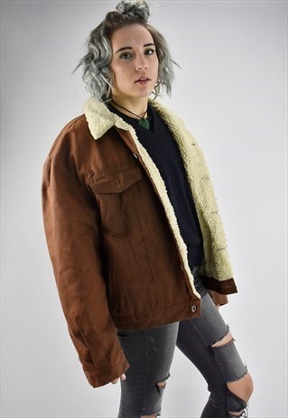 VINTAGE 80S SUEDE SHEARLING BOMBER JACKET